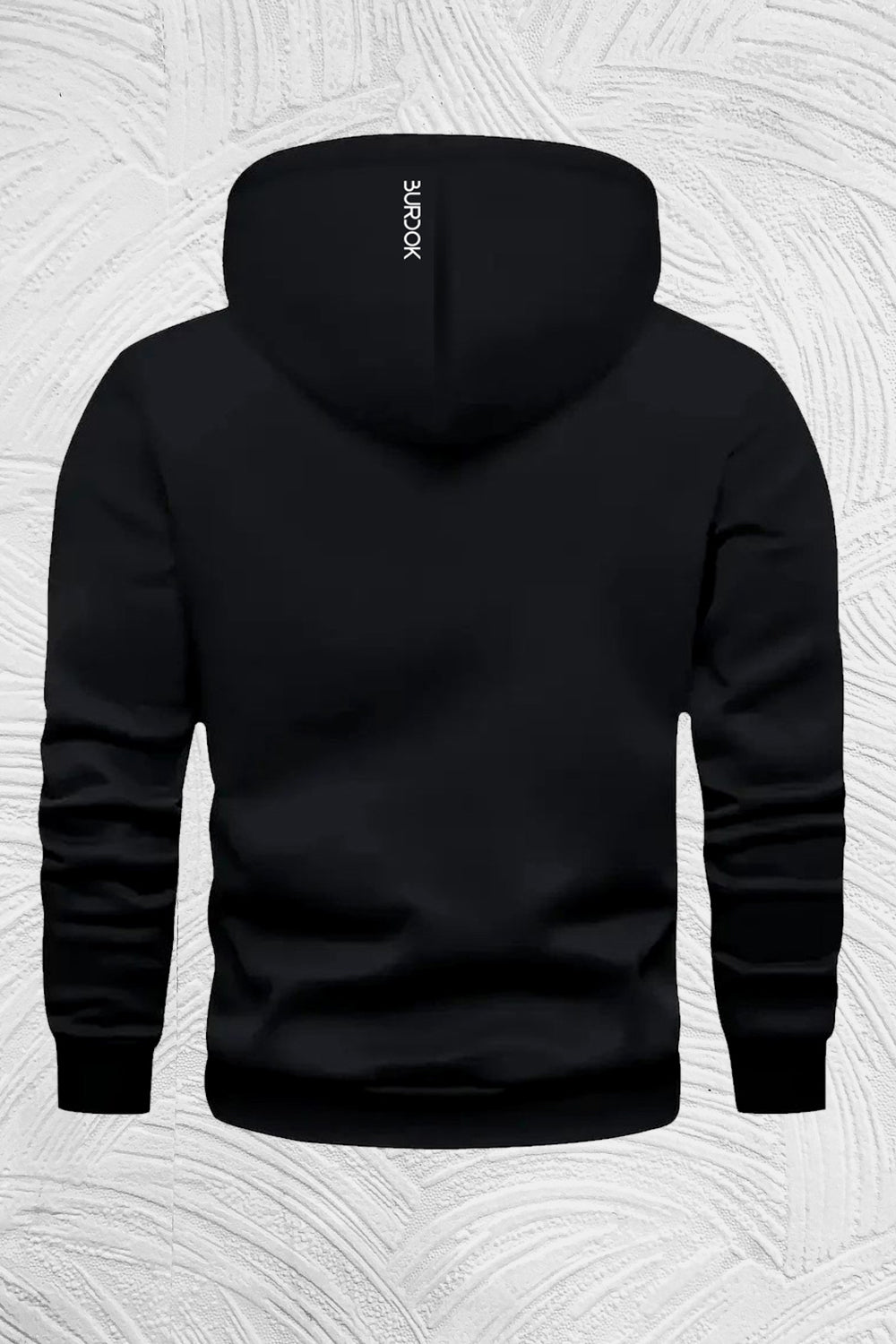 black hoodie back view