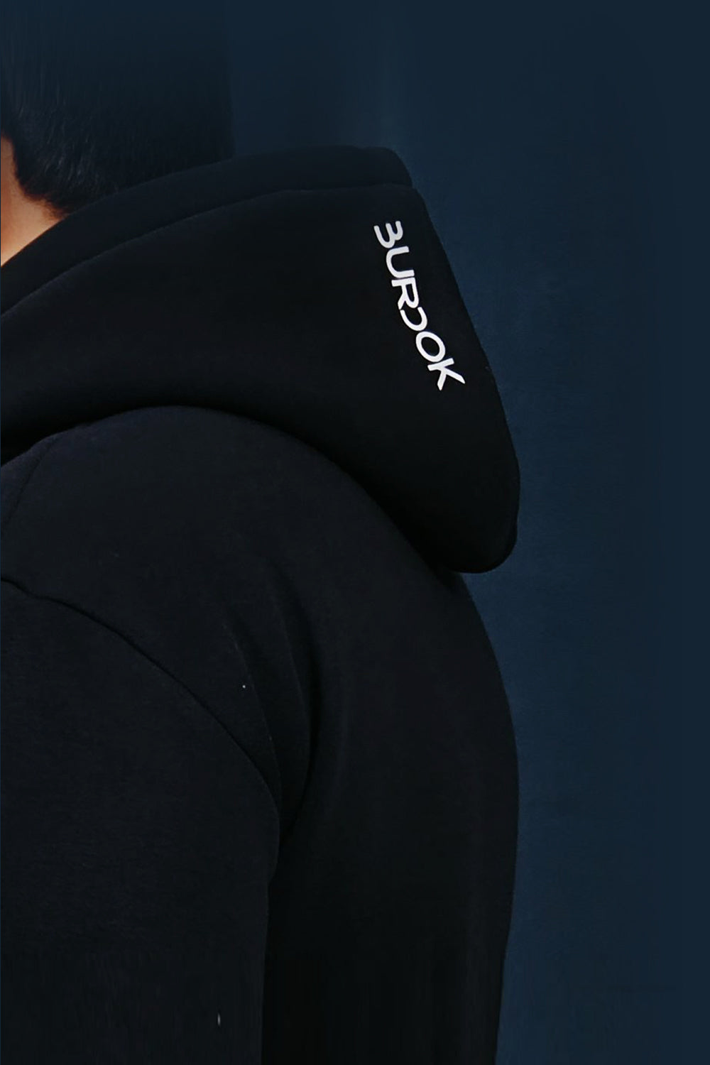 black hoodie side view
